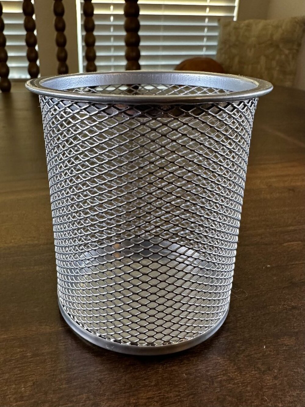 Design Ideas Round Silver Metal Mesh Pencil/Utensil Container - 3 1/2"Dia x 4"H